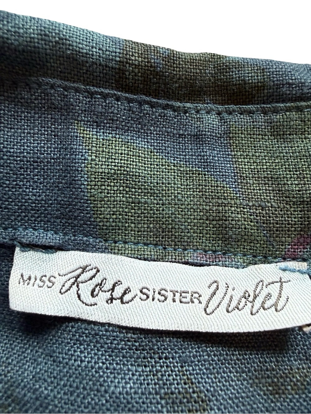 Miss Rose Sister Violet 100% Linen Floral Button Down Tunic One Size Oversized - Picture 6 of 8